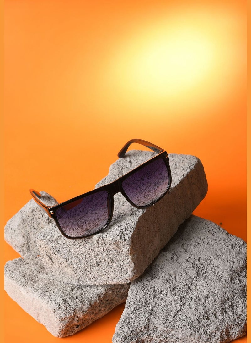 Women Purple Lens Black Wayfarer Sunglasses