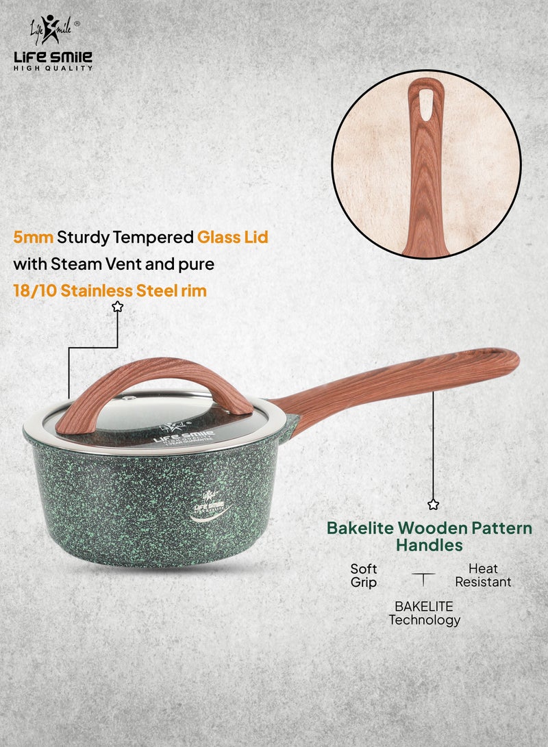Sauce Pan with Heat Resistant Wooden Pattern Handle