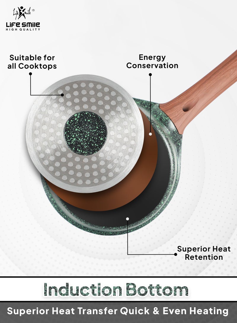 Sauce Pan with Heat Resistant Wooden Pattern Handle