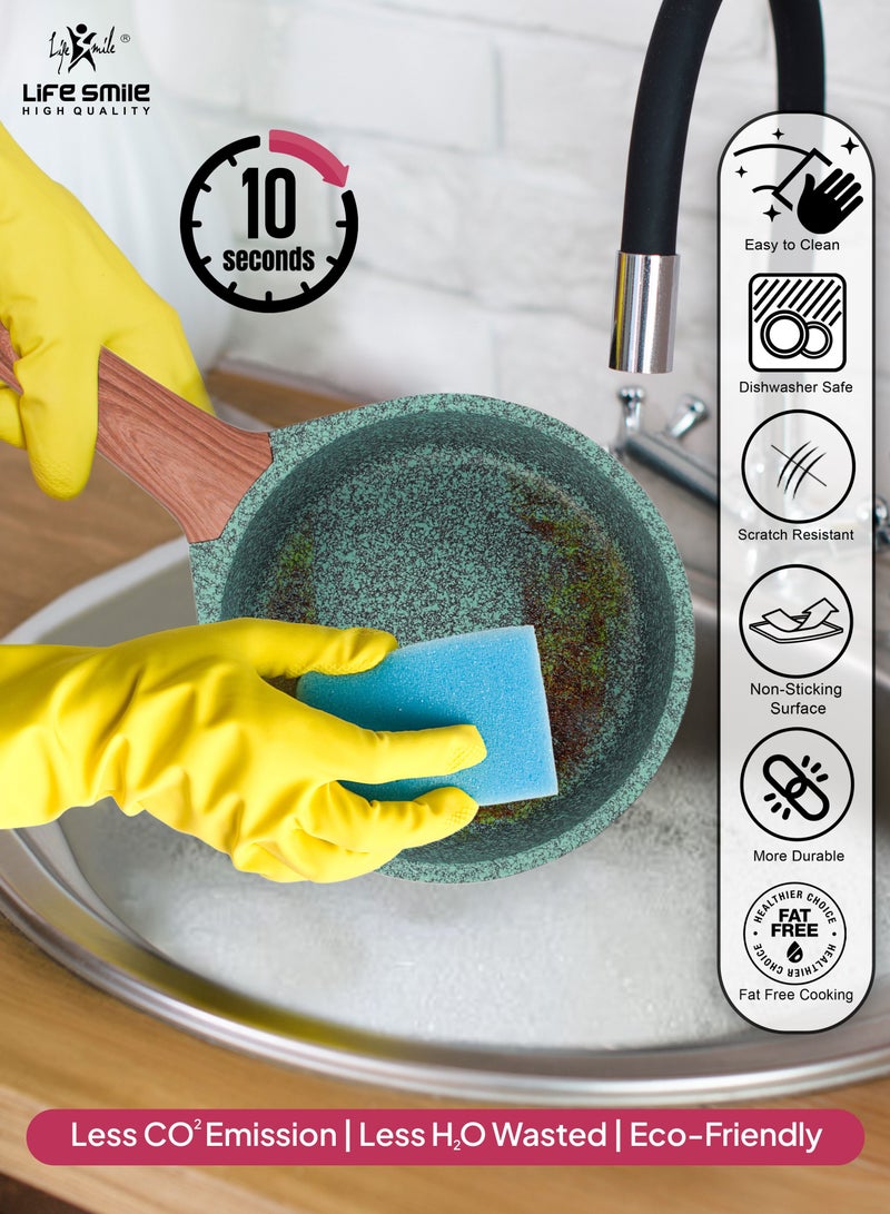 Sauce Pan with Heat Resistant Wooden Pattern Handle