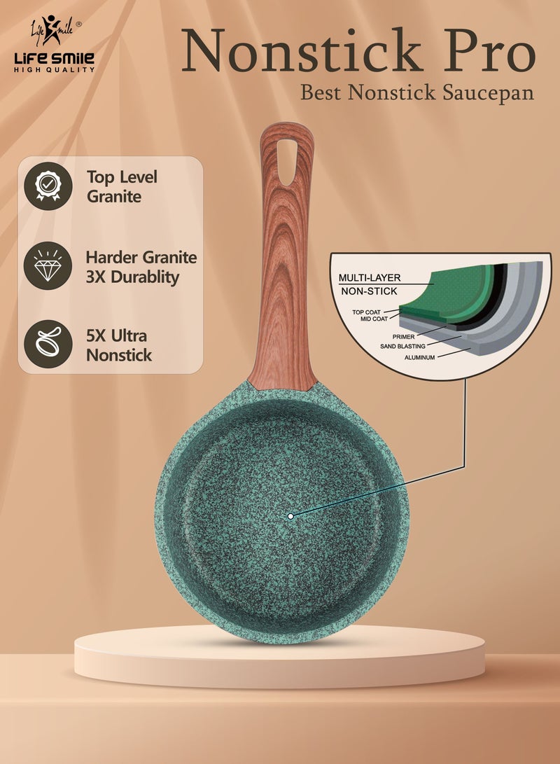 Sauce Pan with Heat Resistant Wooden Pattern Handle