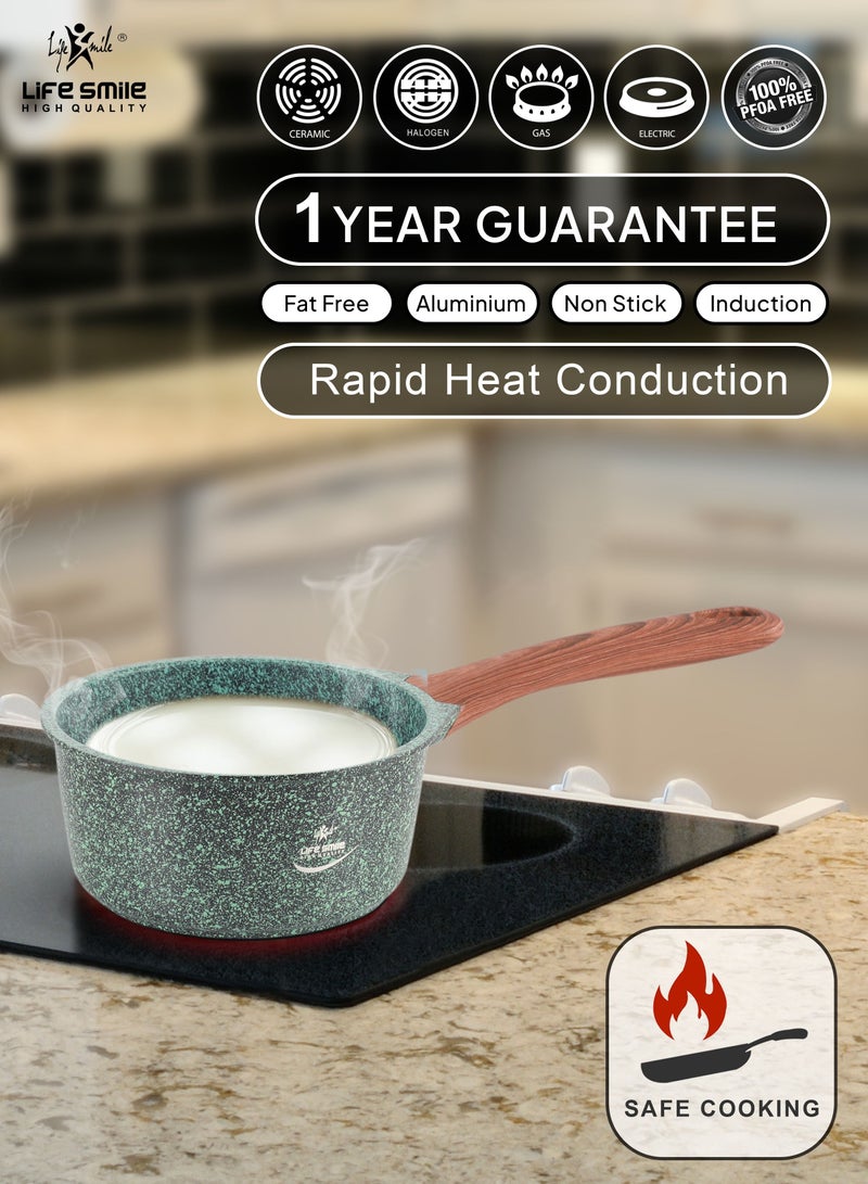 Sauce Pan with Heat Resistant Wooden Pattern Handle