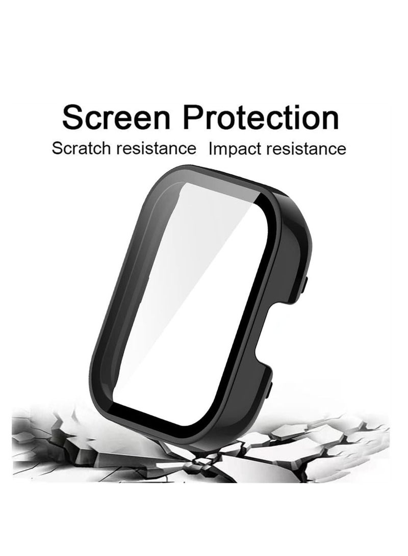 2 Pcs Case With Tempered Glass Screen Protector Compatible for Xiaomi Redmi Watch 3, 9H Hardness All-round Protective Cover Ultra-thin PC for, Black and Transparent