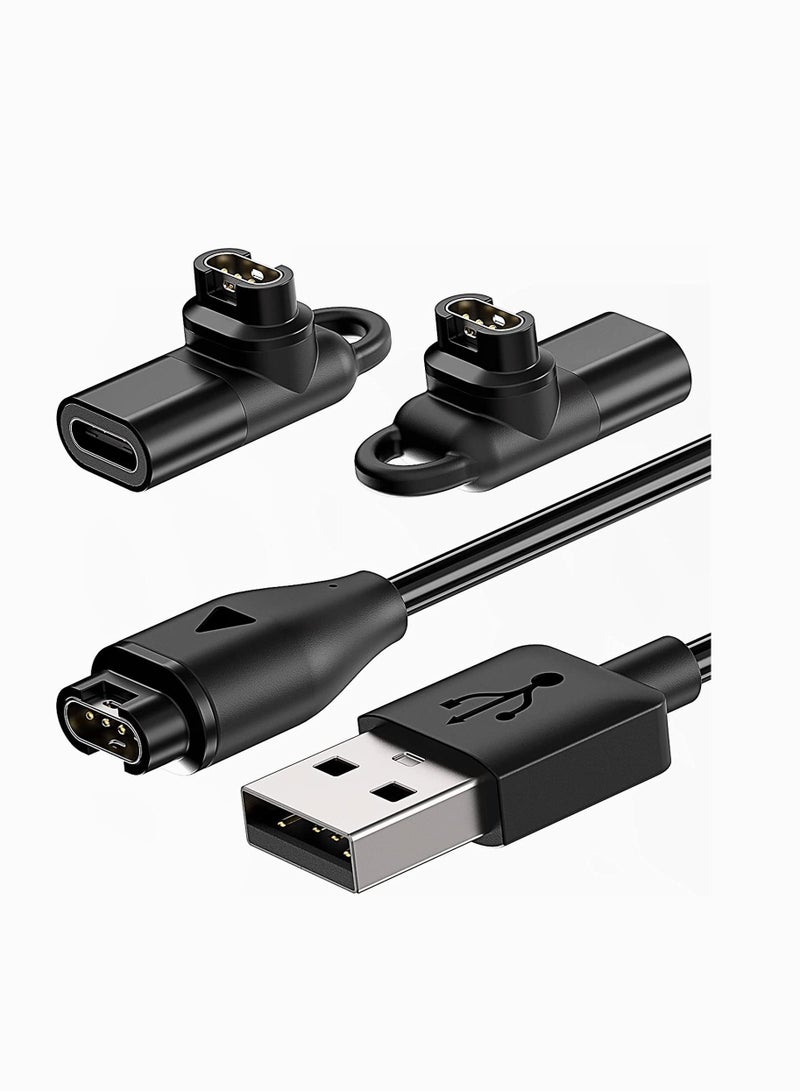 Charging Cable for Garmin Watch with 2X Charger Connectors to Type C Adapter, 3.3ft USB Cord Fenix 7/7S/7X/6/6S/6X/Baro/5S/5S Plus/5/5 Plus/5X/5X Plus, Instinct 2/2S, Vivoactive 4/4S/3 etc