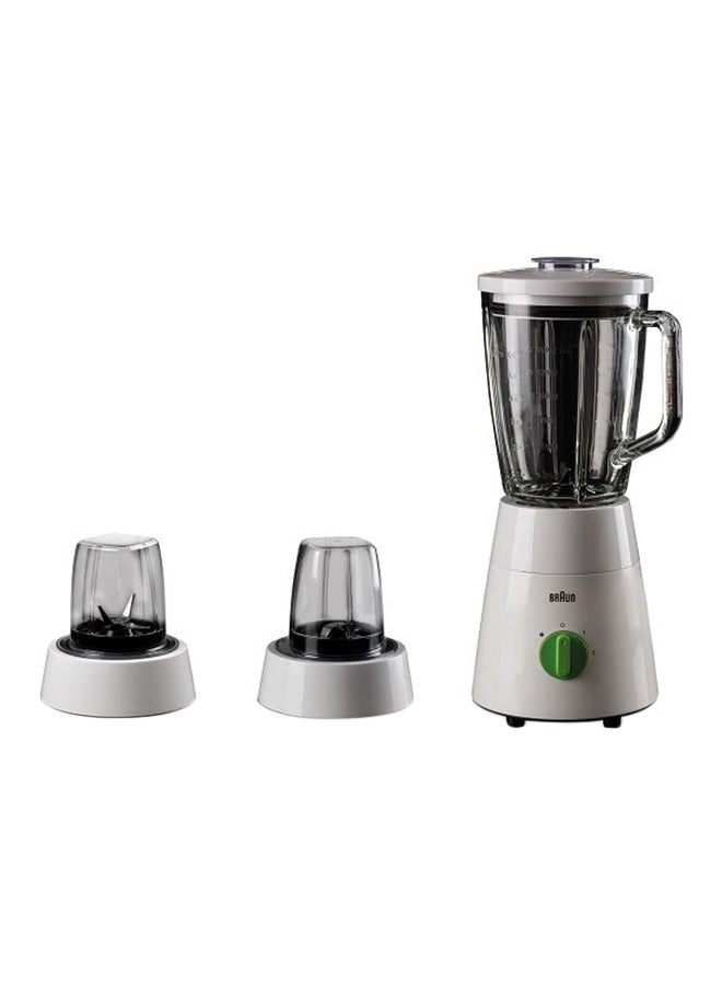 Blender 3 in 1, Glass Jug, 2 Speeds, Pulse Function, Multi Mill, Grinder Mill, 1.75 L 500 W JB0153WH White
