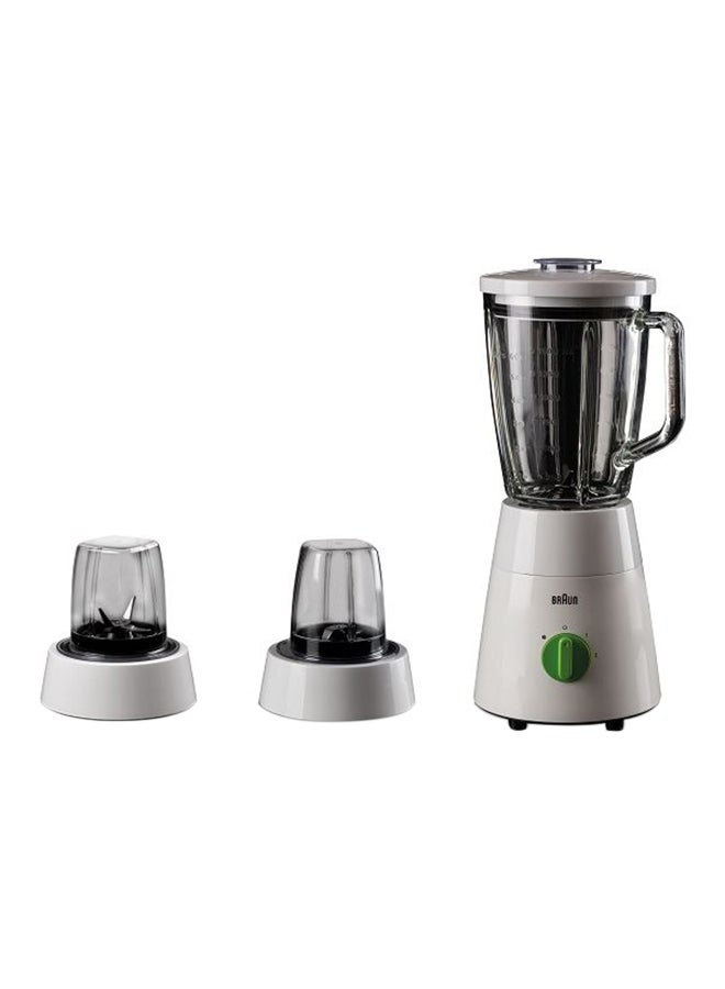 Blender 3 in 1, Glass Jug, 2 Speeds, Pulse Function, Multi Mill, Grinder Mill 1.75 L 500 W JB0153WH White/Green