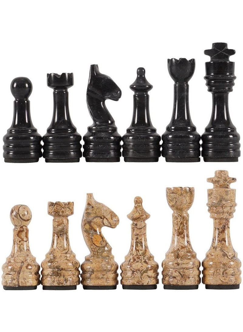 RADIALn Black and Coral Marble Large Chess Figures Total 32 Suitable for 16 to 20 inch chess board