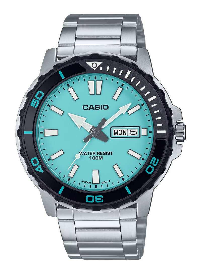 Men's Analog Round Shape Blue Dial Stainless Steel Wrist Watch MTD-125D-2A2VDF - 45.6 Mm