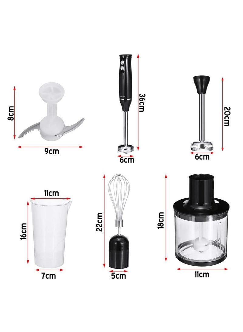 Handheld Blender, 304 Stainless Steel Whisk, 2 Speed Purée Stick, Hand Blender for Baby Food, Mashed Potatoes, Yoghurt and Vegetables