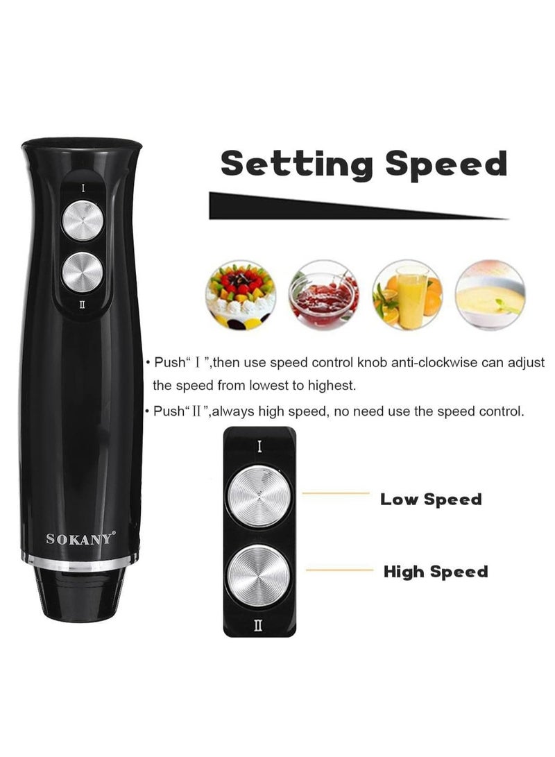 Handheld Blender, 304 Stainless Steel Whisk, 2 Speed Purée Stick, Hand Blender for Baby Food, Mashed Potatoes, Yoghurt and Vegetables