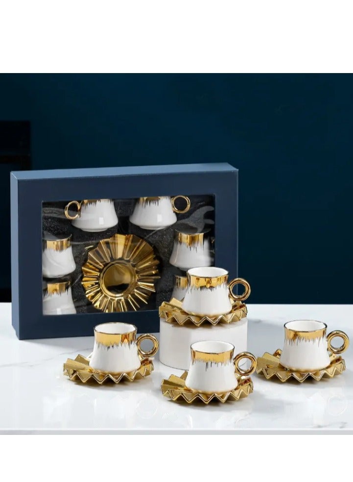 6 Sets of Vintage Turkish Ceramic Coffee Cups Set Espresso Tea Cup Sets and Saucer Luxury Gift Set