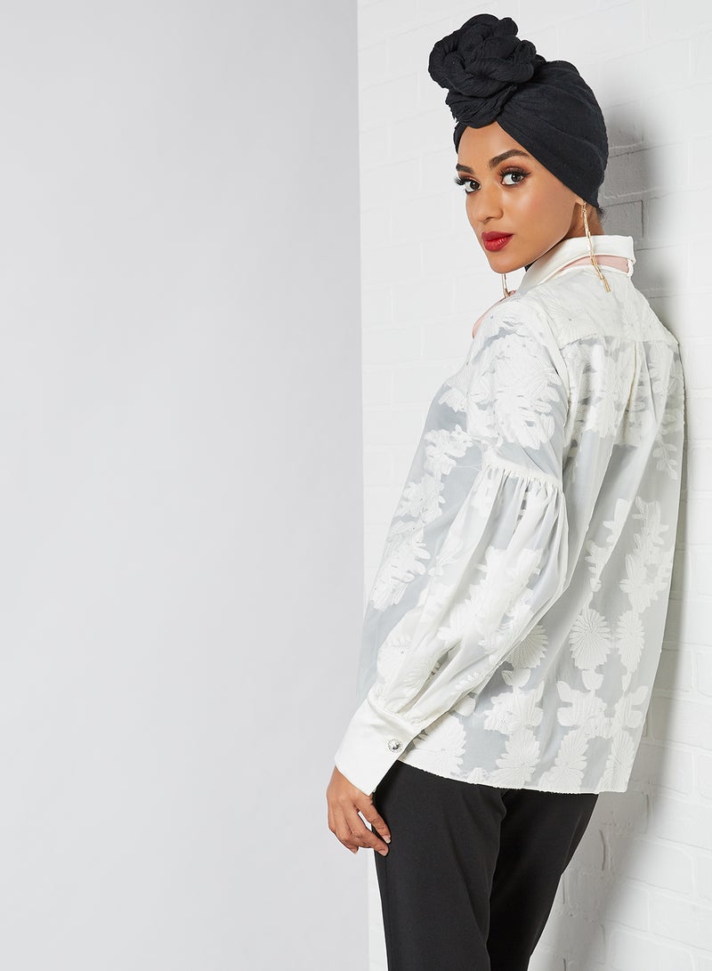 Invitation Bishop Sleeve Blouse Ivory
