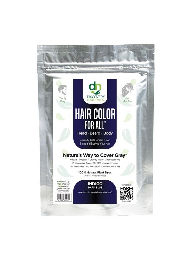 Indigo Dark Blue Natural Hair Color For Men & Women, 100% Natural & Chemical-Free Henna Hair Dye for Hair & Beard, Easy To Use & Blends Well