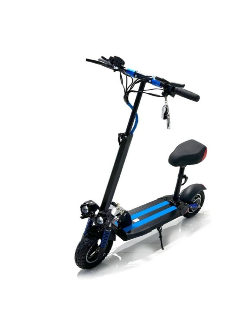 E-Scooter E10 Powerful 1000W Motor Full Foldable Design with Extended Range Anti-Theft RC Blue Helmet Included Top Choice for Urban Commutes