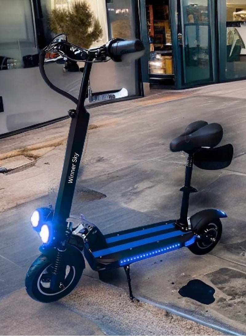 E-Scooter E10 Powerful 1000W Motor Full Foldable Design with Extended Range Anti-Theft RC Blue Helmet Included Top Choice for Urban Commutes