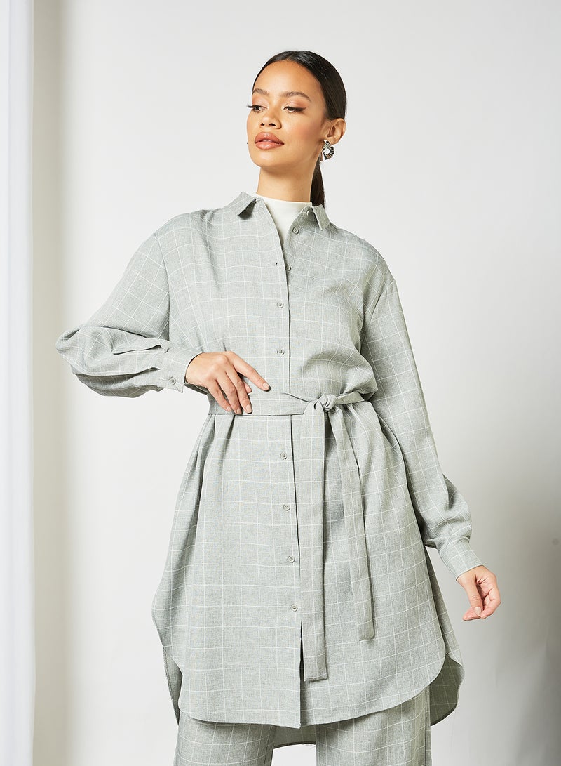 Relaxed Fit Longline Shirt Grey
