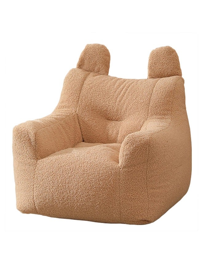 Bean Bag Chair Cover(No Filler), Premium Soft Teddy Fleece Fabric Lazy Sofa Bean Bag Cover for Kids Adults, Washable,Light Brown,90x50x70cm