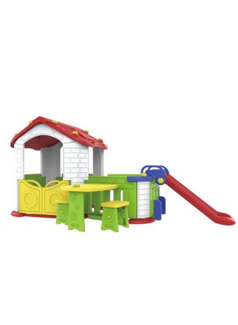 Big Happy Playhouse with Table & Chair and Slide