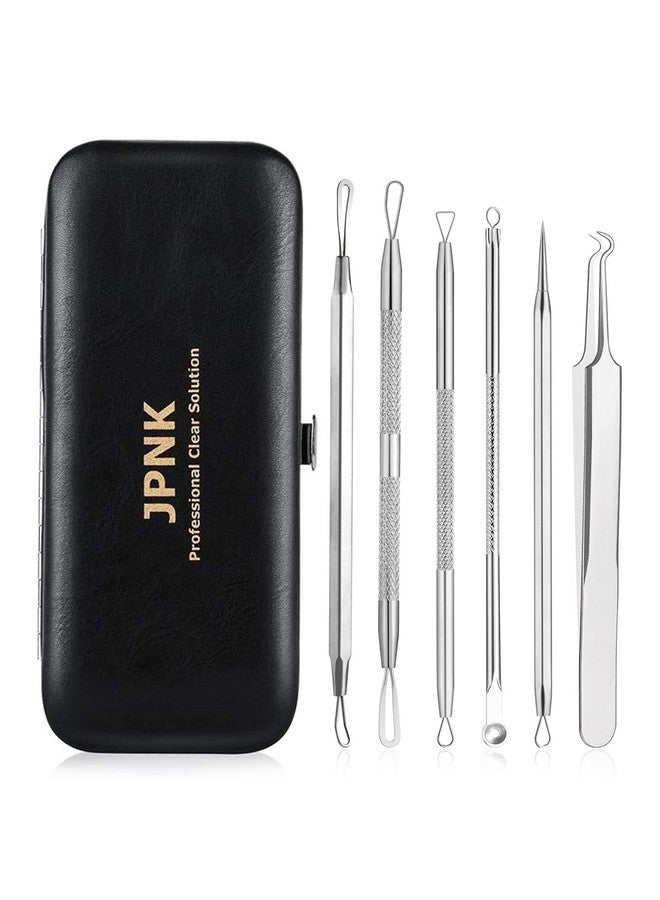 Blackhead Remover Tool Comedones Extractor Acne Removal Kit For Blemish Whitehead Popping 6 Pcs Zit Removing For Nose Face Tools With A Leather Bag