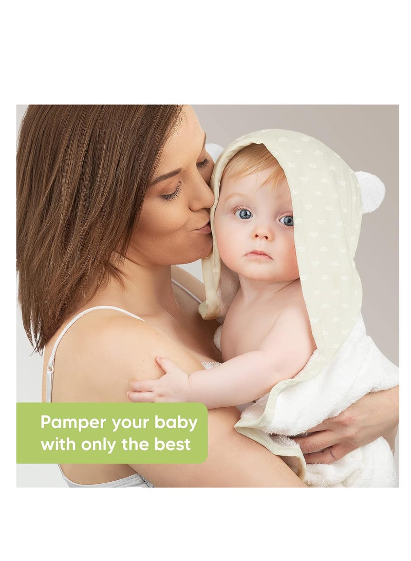 KeaBabies Baby Hooded Towel - Bamboo Baby Towel Organic Bamboo Towel -Baby Bath Towel with Hood for Girls, Babies, Newborn Boys, Toddler (Rainbow)