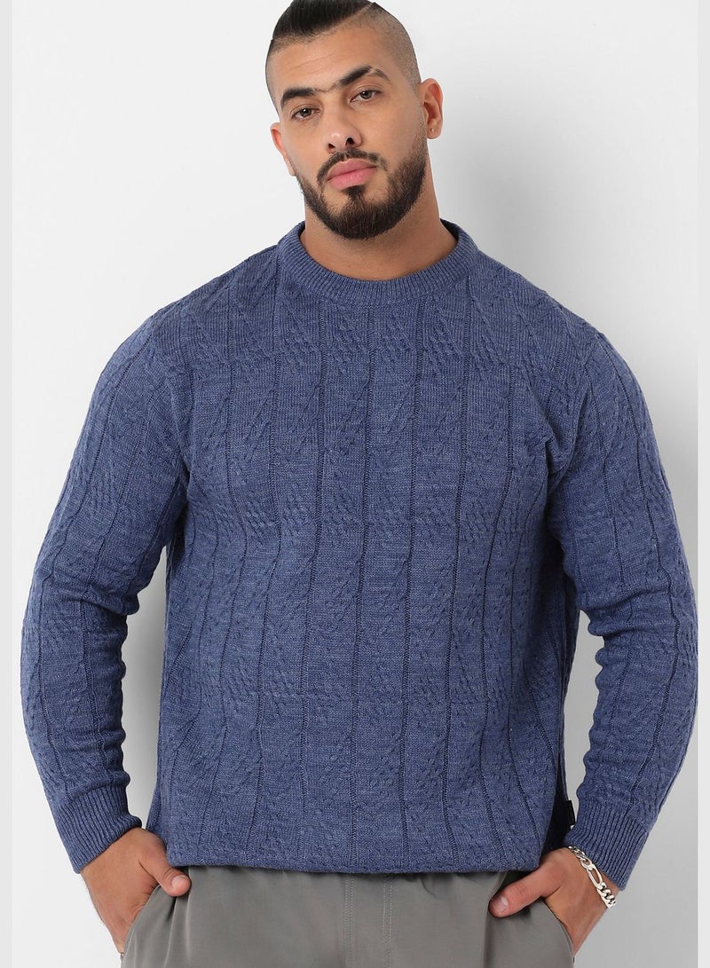 Solid Crew Neck Long Sleeve Sweater
