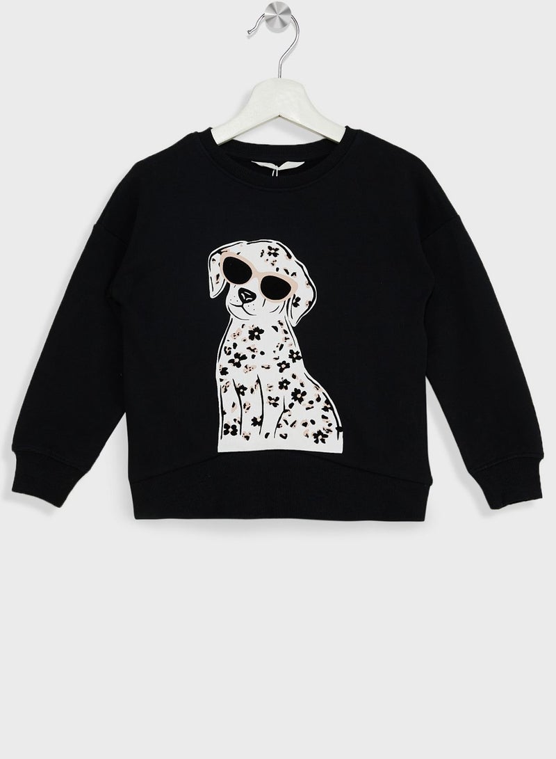 Kids Dog Print Sweatshirt