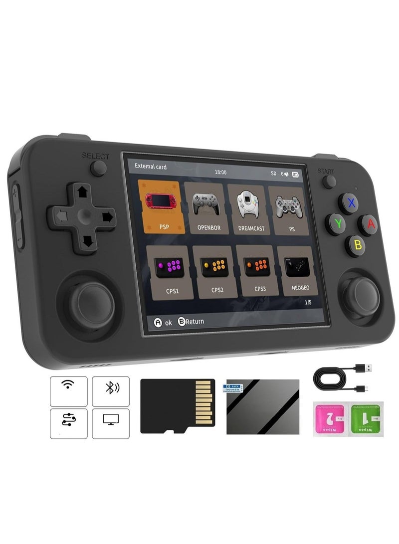 RG35XX H Retro Handheld Game Console, 3.5 Inch IPS Screen Linux System Built-in 64G TF Card 5528 Games Support HDMI TV Output 5G WiFi Bluetooth 4.2 (Black)