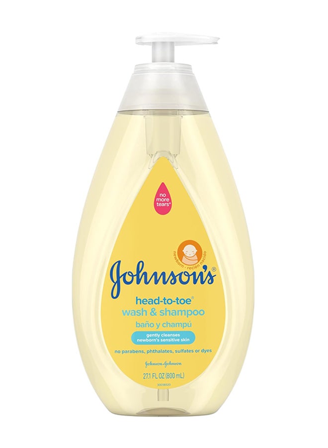 Johnson's Head-to-Toe Gentle Tear-Free Baby & Newborn Wash & Shampoo, Sulfate-, Paraben- Phthalate- & Dye-Free, Hypoallergenic Wash for Sensitive Skin & Hair, 27.1 fl. Oz