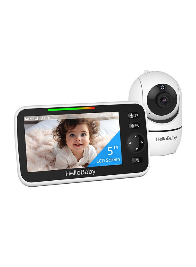 Upgrade Monitor, 5'' Sreen With 30-Hour Battery, Pan-Tilt-Zoom Video Baby Monitor With Camera And Audio