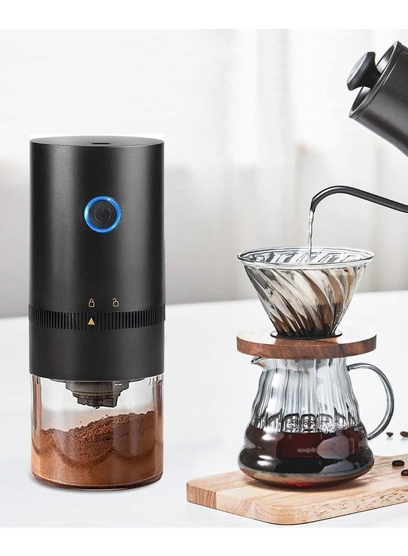 Portable Electric Coffee Grinder USB Charge Beans Black