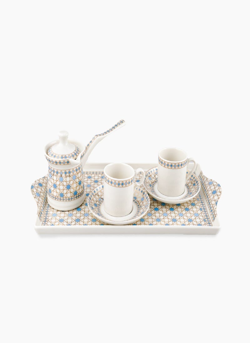 Rosa Arabesque 6pcs Turkish Coffee Set|Suitable Ramadan and Eid Decoration & Celebration|Perfect Festive Gift for Home Decoration in Ramadan, Eid, Birthdays, Weddings.
