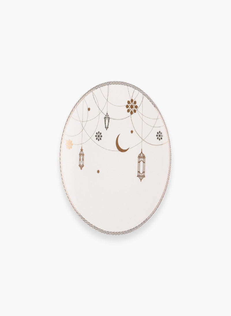 Rosa Farha Large Serving Plate 40 cm|Suitable Ramadan and Eid Decoration & Celebration|Perfect Festive Gift for Home Decoration in Ramadan, Eid, Birthdays, Weddings.