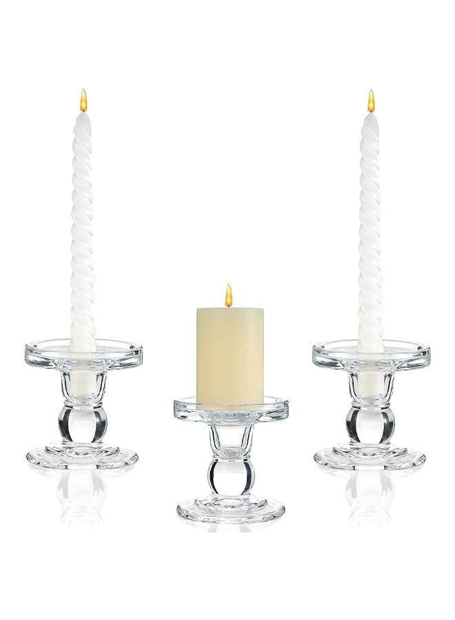 Set of 3 Glass Candle Holder for Pillar Taper Candlestick Holders Elegant & Tealight Candlesticks Dinner Table Wedding Party Home Decor