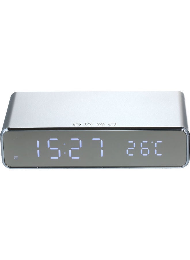 Multifunctional Decorative Clock with Charger Silver 17.00 X 5.50 10.50cm