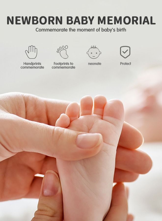 Newborn Baby Footprint Kit and Handprint Kit, Keepsake Decoration Gifts Personalized Non-Toxic DIY Infants Clay Souvenir Ornament Kit for Boys and Girls