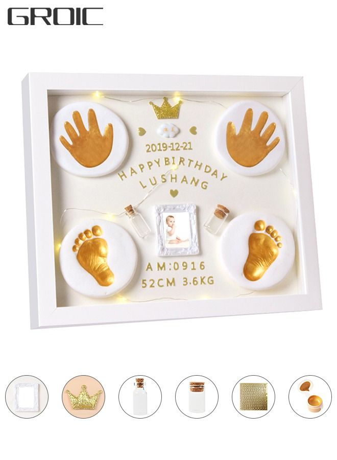 Newborn Baby Footprint Kit and Handprint Kit, Keepsake Decoration Gifts Personalized Non-Toxic DIY Infants Clay Souvenir Ornament Kit for Boys and Girls