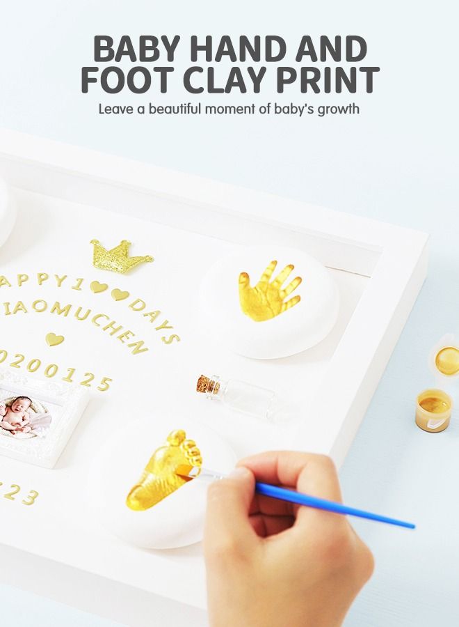 Newborn Baby Footprint Kit and Handprint Kit, Keepsake Decoration Gifts Personalized Non-Toxic DIY Infants Clay Souvenir Ornament Kit for Boys and Girls