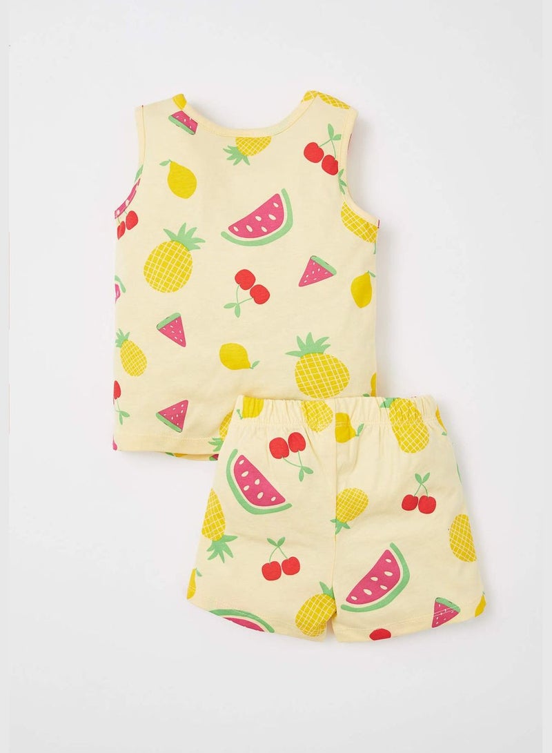 Regular Fit Sleeveless Fruit Print Pyjama Set