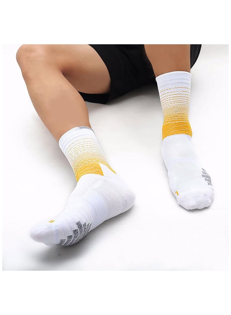 Sports Socks, 5 Pairs of Men's Basketball Socks Outdoor Sports Colorful Trendy Mid-calf Soccer Socks High Elasticity Compression Player Socks for Outdoor Competition Team Leggings
