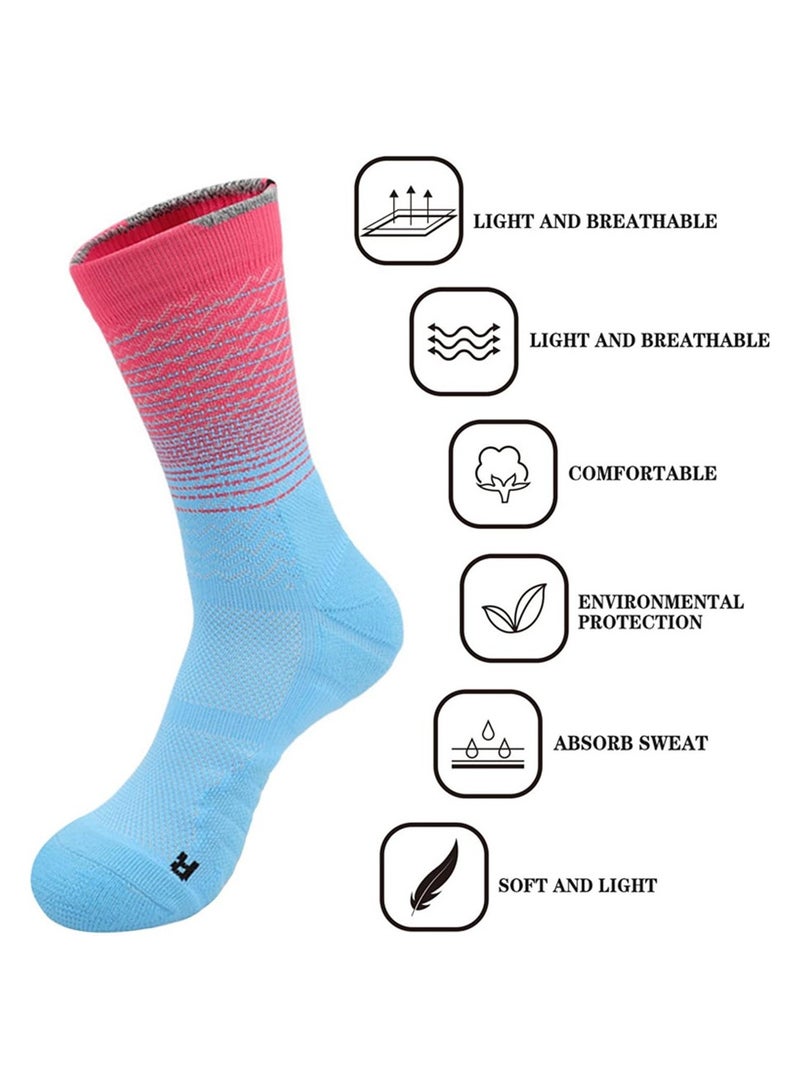 Sports Socks, 5 Pairs of Men's Basketball Socks Outdoor Sports Colorful Trendy Mid-calf Soccer Socks High Elasticity Compression Player Socks for Outdoor Competition Team Leggings