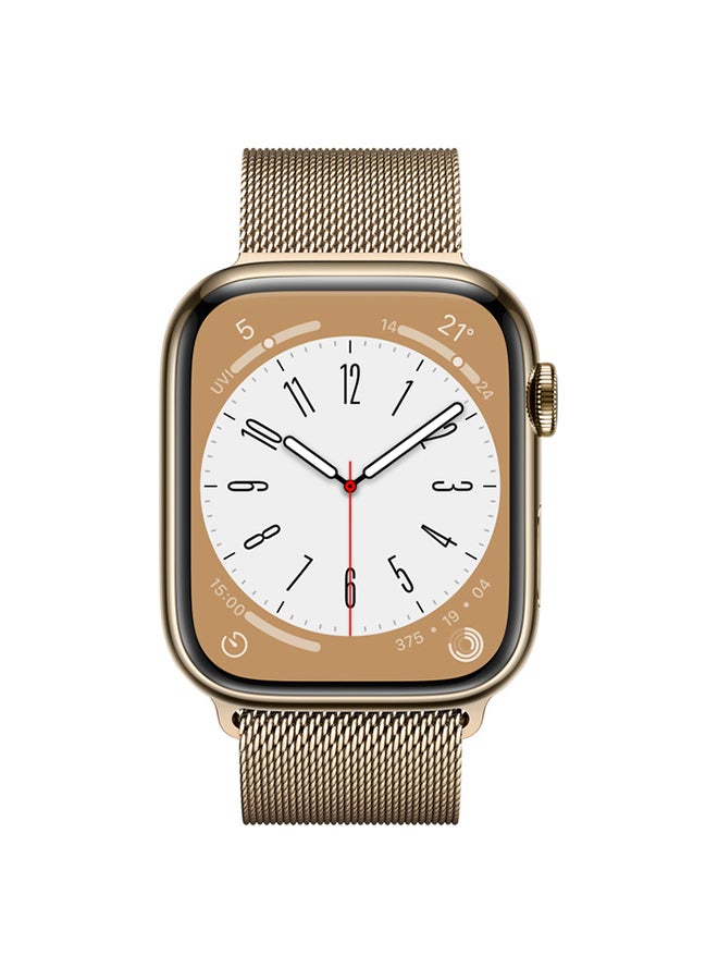 Watch Series 8 GPS + Cellular 41mm Stainless Steel Case With Milanese Loop Gold Milanese Loop
