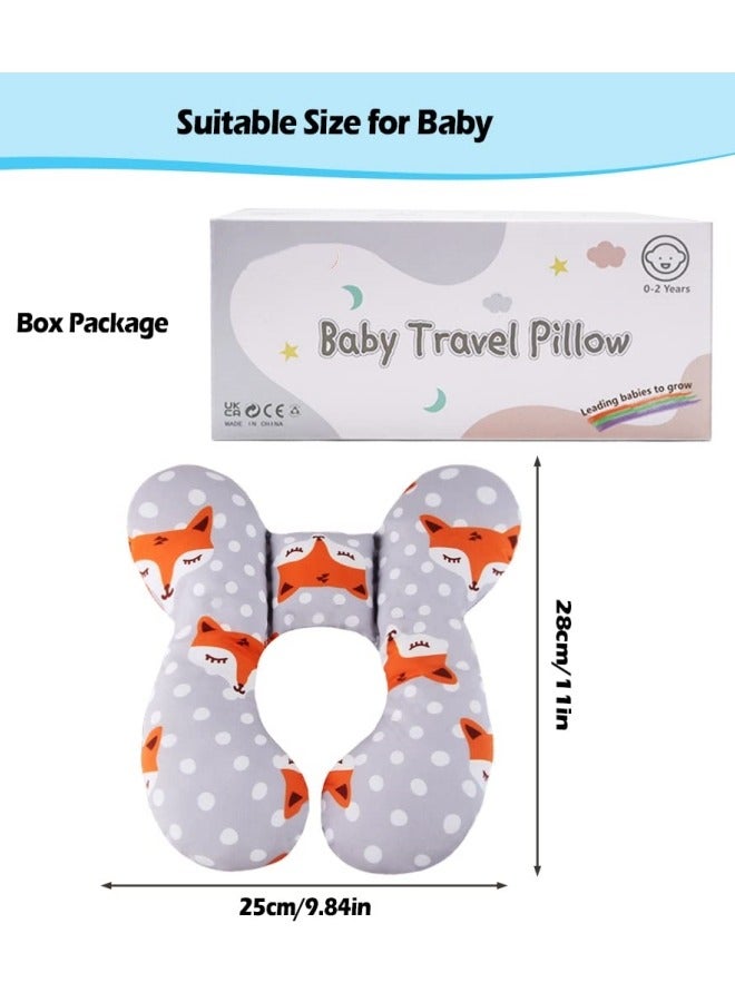 Baby Travel Pillow Upgraded Baby Neck Pillows for Car Seat Toddler Head and Neck Support Pillow for Car Seat Pushchair (Gray Fox)