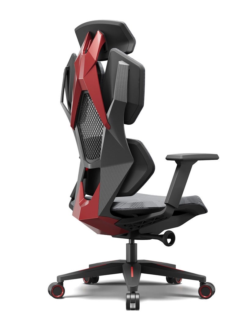 Astron Gaming Chair - Premium Ergonomic Gaming Chair with Multi-Functional Mechanism, Headphone Hanger, Carbon Fiber Textured Frame and Adaptive Shoulder & Lumber Support (Red)