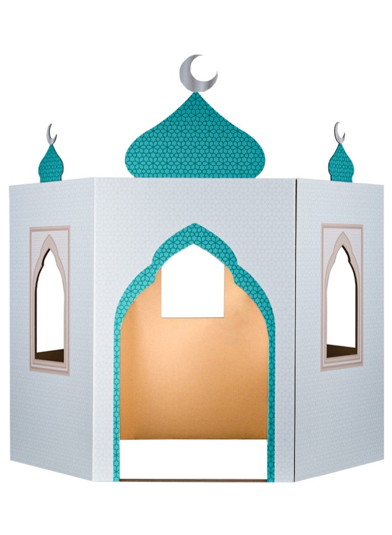 HilalFul Theme Cardboard Mosque Playhouse | DIY Activity for Kids | Imaginative Play | For Indoor Play | Islamic Gift for Kids and Children | Educational and Learning Toy | Easy To Assemble