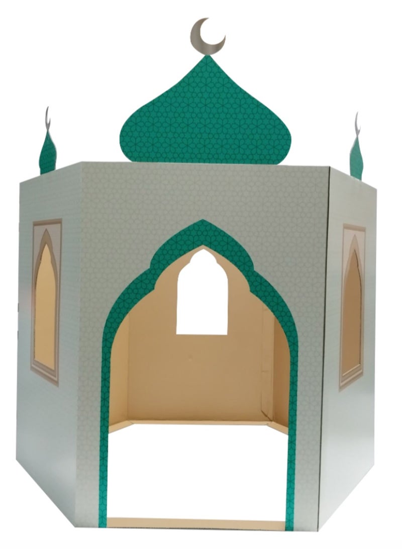 HilalFul Theme Cardboard Mosque Playhouse | DIY Activity for Kids | Imaginative Play | For Indoor Play | Islamic Gift for Kids and Children | Educational and Learning Toy | Easy To Assemble