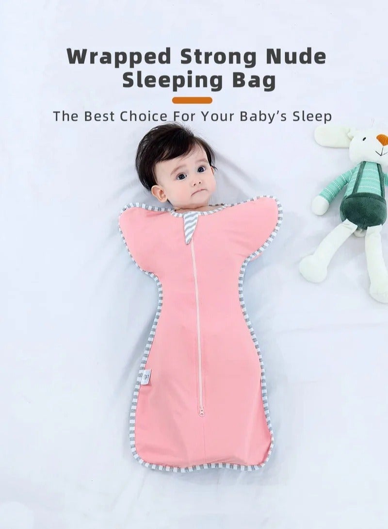 4 PCS Baby Swaddle Blanket Sack, Baby Sleeping Bag with Arms Free Design, Transition to Arm Freedom Wearable for Newborn Girl and Boy, 100% Breathable Cotton 3-6Months