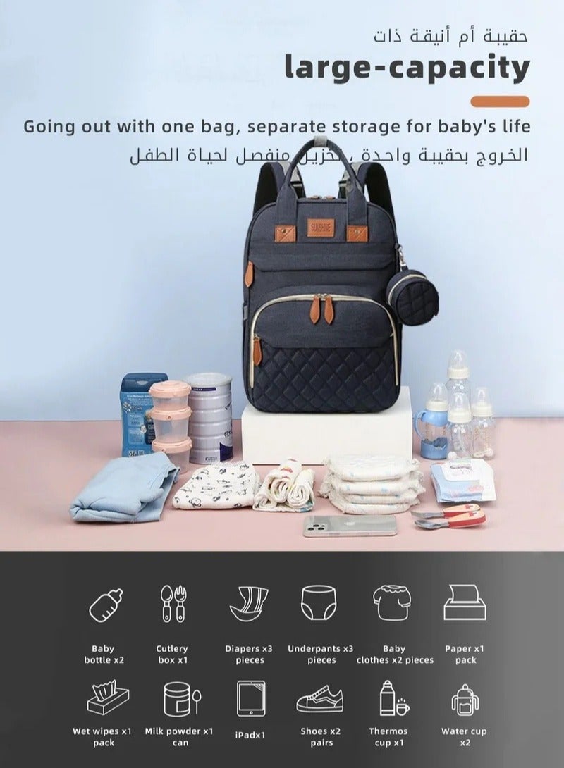 Baby Diaper Bag Backpack, Multifunction Diapers Changing Station For Boys Girls, 900d Oxford, USB Port