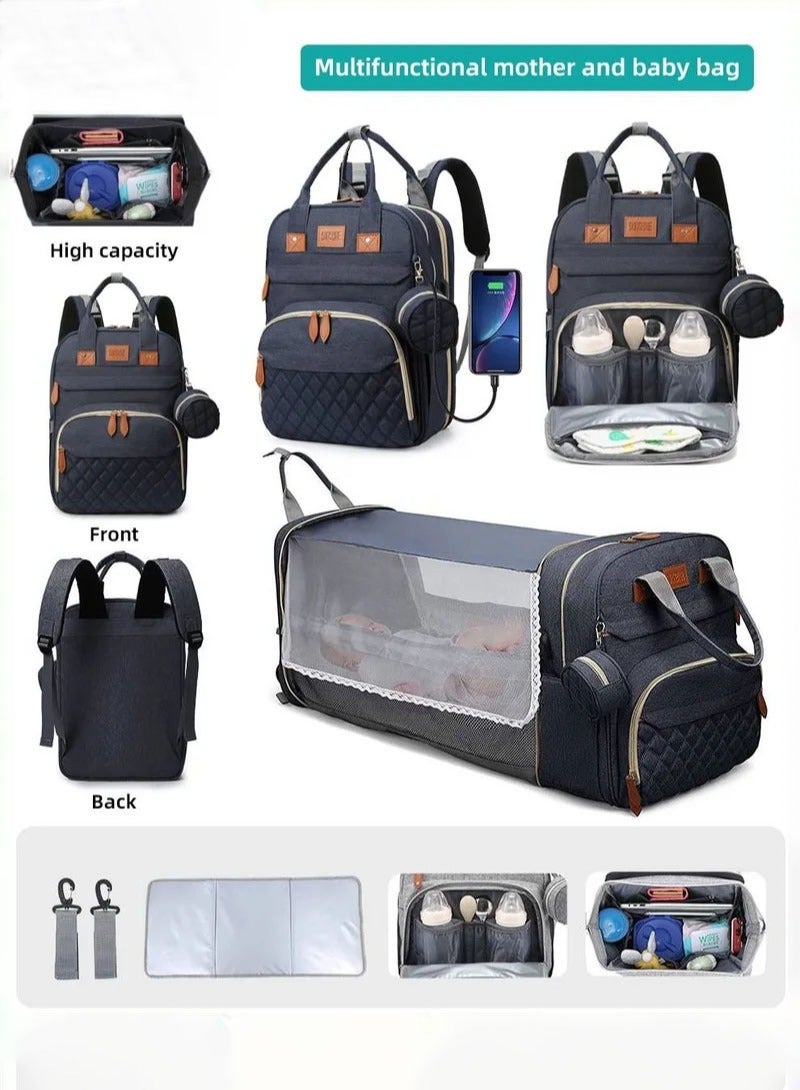 Baby Diaper Bag Backpack, Multifunction Diapers Changing Station For Boys Girls, 900d Oxford, USB Port