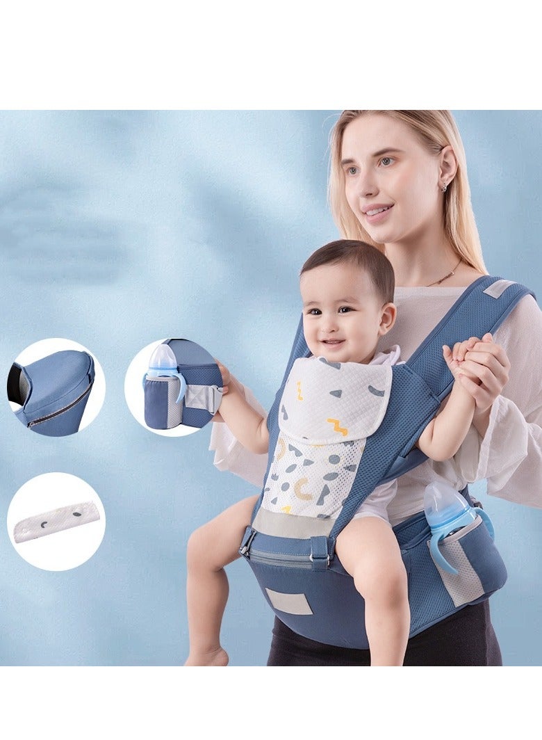 Baby Carrier, Ergonomic Infant Carriers with Hip Seat Waist Stool and Storage Box for Breastfeeding, Newborn to Toddler 1-48 Months Front and Back Baby Holder Carrier for Men Dad Mom