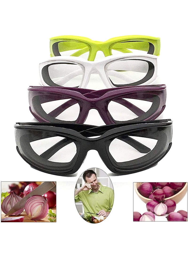 4 Pieces Onion Goggles, Kitchen Grilling Glasses, Anti Fog, Anti Scratch, One Size Fit All Men & Women Eyes